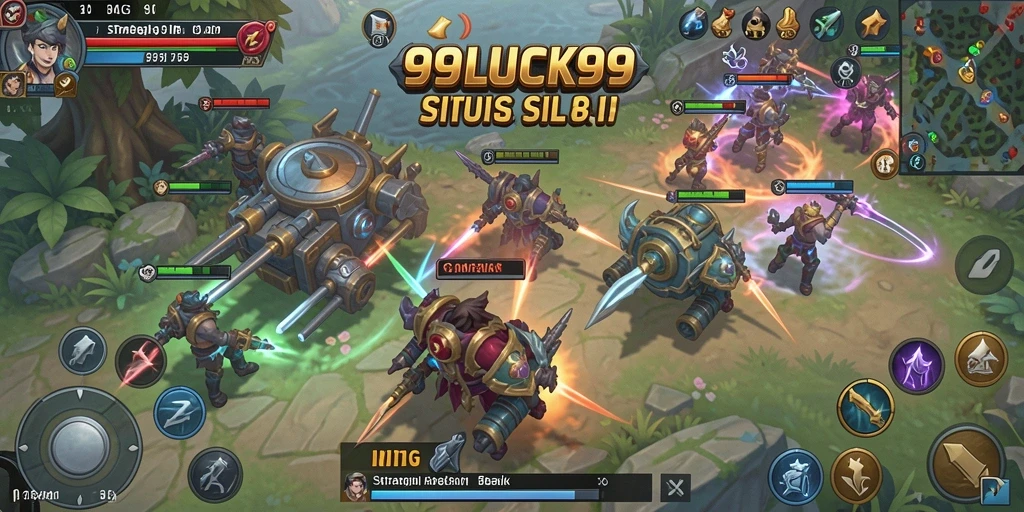Screenshot gameplay SLG yang menampilkan kerajaan dan pertarungan.