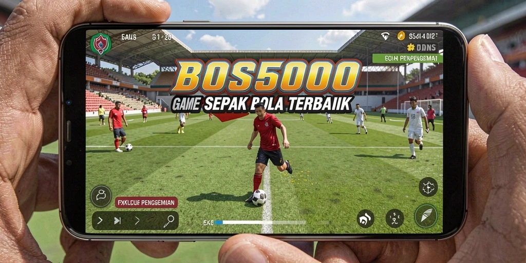 Gameplay menegangkan dalam pertandingan sepak bola di BOS5000.