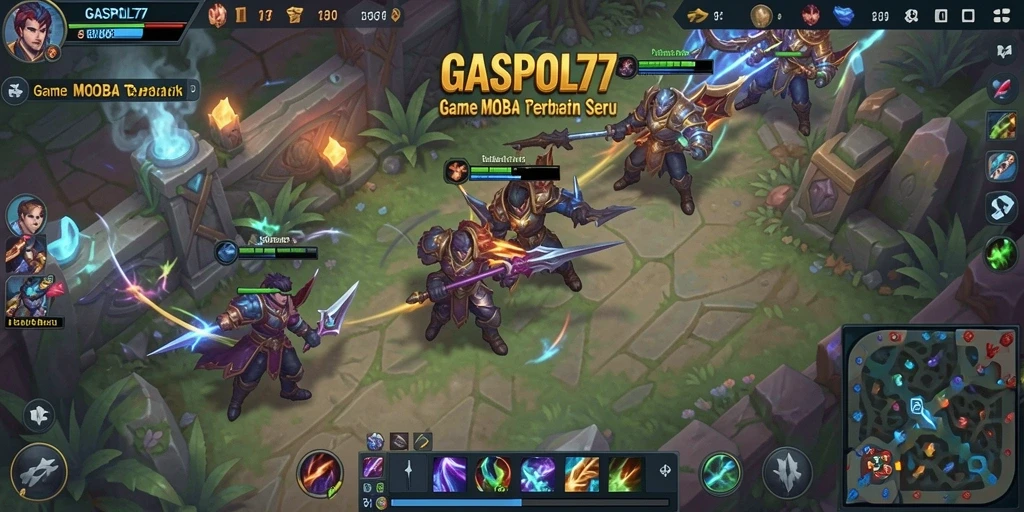 Screenshot GASPOL77 yang menunjukkan aksi seru dalam pertempuran MOBA.