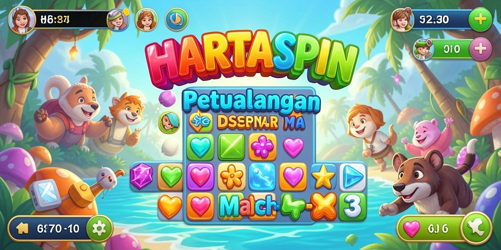 Screenshot dari gameplay seru HARTASPIN Match-3.