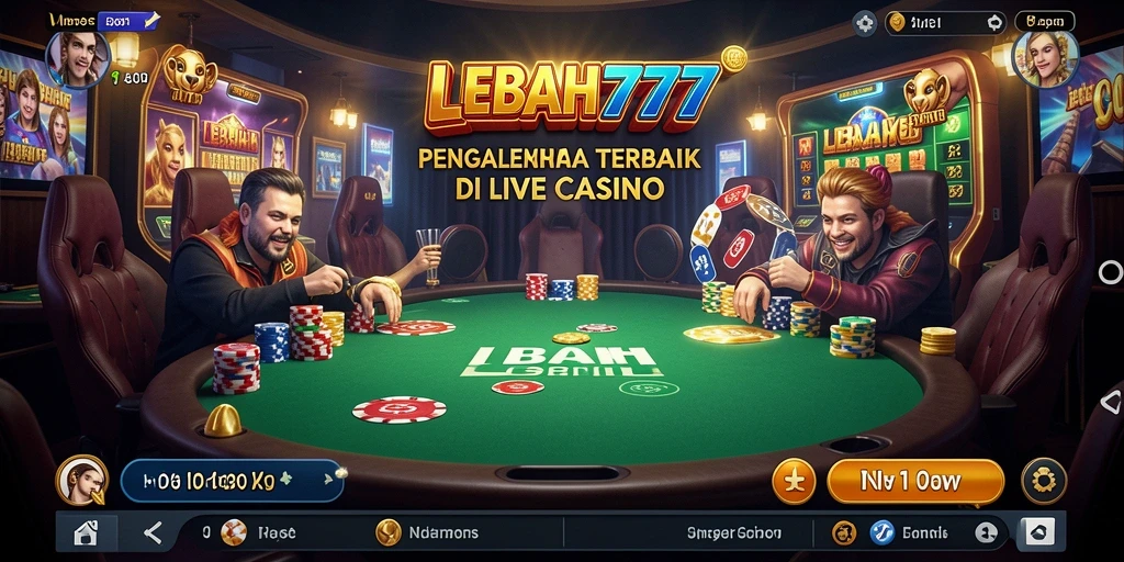 Screenshot permainan Live Casino di LEBAH777 dengan dealer profesional.