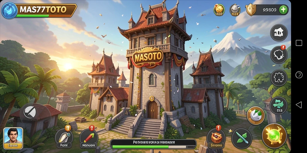 Screenshot gameplay <strong>MAS77TOTO</strong> yang menunjukkan strategi pertahanan menara.