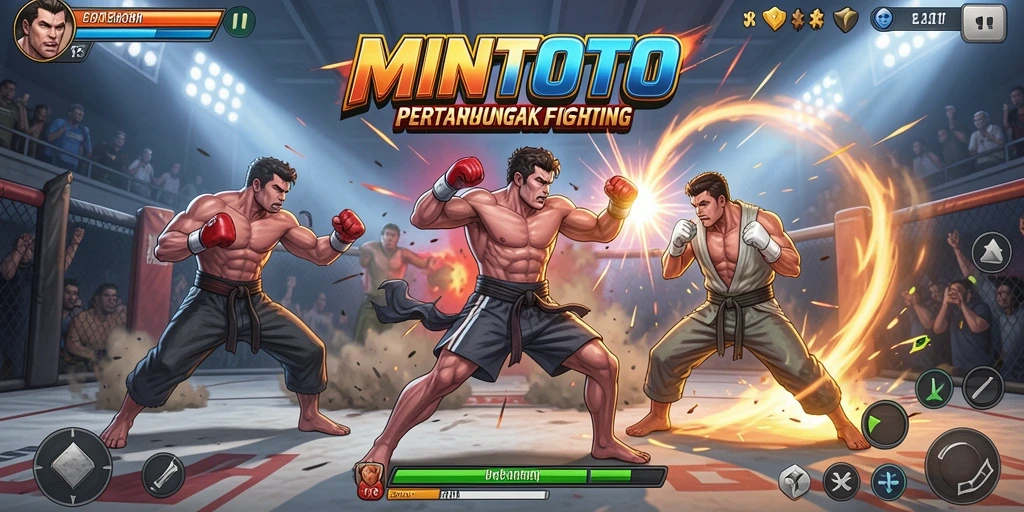 Screenshot MINTOTO menampilkan pertarungan seru antara karakter yang beraksi.
