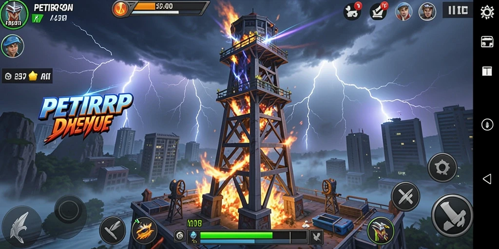 Tangkapan layar utama dari gameplay Tower Defense PETIRRP.