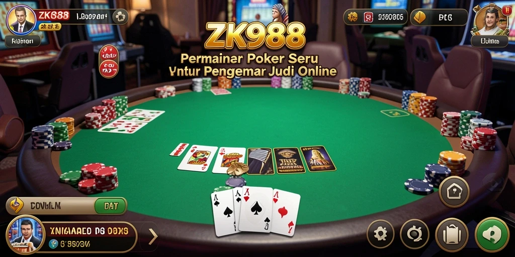 Tampilan gameplay seru dari ZK988 saat bermain Poker online.